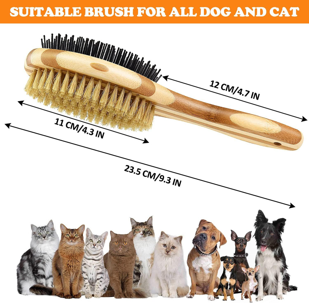 Grooming Brush for Dog & Cat, 2 in 1 Dog Pin Brush and Bristle Soft Brush, Dogs Comb and Brush for Cleaning Loose Fur & Dirt, Msuitable for Long and Short-Haired Dogs or Cats