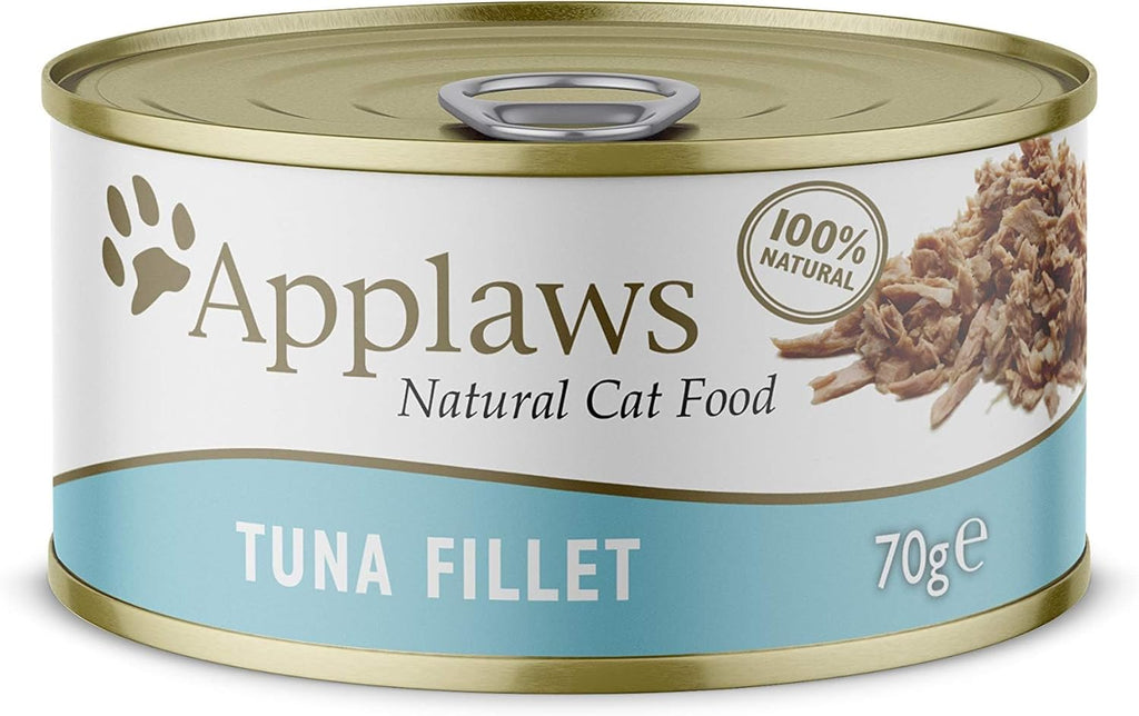 100% Natural Wet Cat Food 24 X 70G Tuna Fillet Tins in Broth