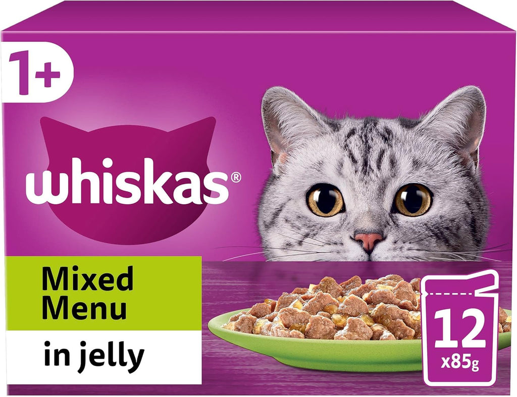 1+ Mixed Selection in Jelly 48 X 85 G Pouches, Adult Cat Food, Pack of 4 (12 X 85 G)